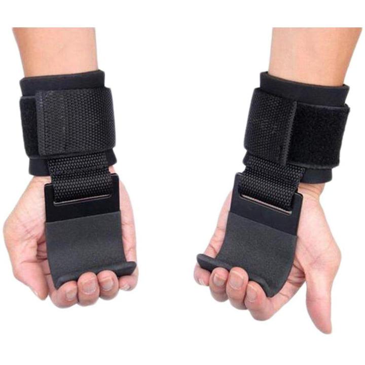 Heavy Duty Metal Support 1 Pair Weight Lifting Hooks Hand Grip Support Wrist Straps for Men and Women Fitness Gym Wear - Hand Grips Workout Pads with Built in Adjustable Wrist Support Wraps for Power Lifting , Deadlift, Pull up bar, Liftups, Shrugs