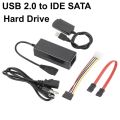 USB 2.0 to IDE SATA Adapter, SATA Hard Drive Converter, IDE to USB Adapter, 2.5 Inch HDD Adapter, 3.5 Inch HDD Converter, Hard Drive Adapter Cable, 4 Pin Power Cable, CD-ROM Power Cable, 12V 2A AC Power Adapter, HDD Data Transfer Cable. 