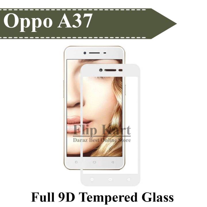 Oppo A37 Full White 9D Tempered Glass Screen Protector For A37