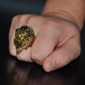 Hot Selling Lion Head Shaped Rings Noble Rings for Men Vintage  Antique Gold Ring For Men Whole Sale Price. 