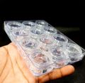 Pack of 12 Cosmetic Empty Jar (10gm) with Acrylic Box / Empty Plastic Containers for Makeup Cosmetic Travel Container / Refillable Face Cream Jar. 