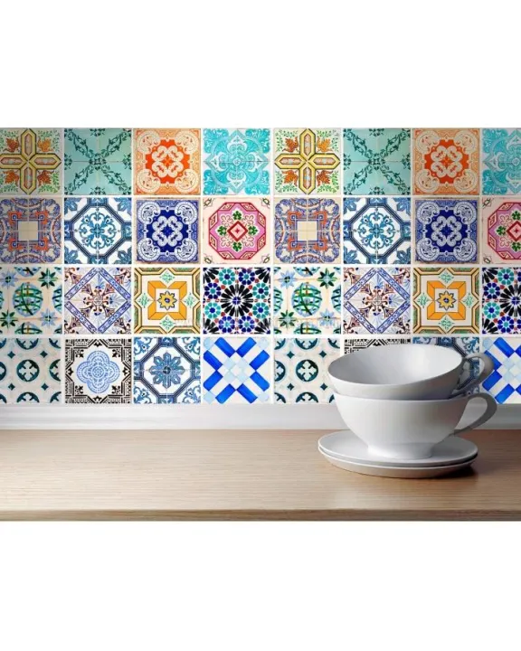 Techmanistan%20Pack%20Of%2012%20-%20Traditional%20Talavera%20Mediterranean%20Vintage%20Tile%20Stickers%20For%20Bathroom%20&%20Kitchen%20-%206x6%20Inches%20each%20-%20Image%202