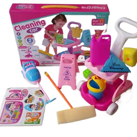 Pretend Play Kids Cleaning Car Set - Complete Toy Set with All Accessories Included