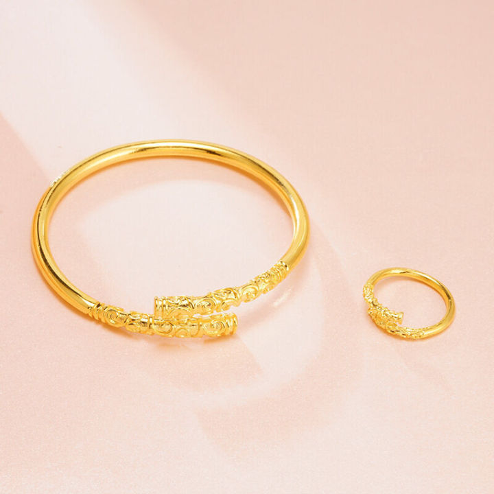Sand Gold Imitation Sun Wukong Golden Hoop Stick Couple Set Bracelet Treasure Open Ring