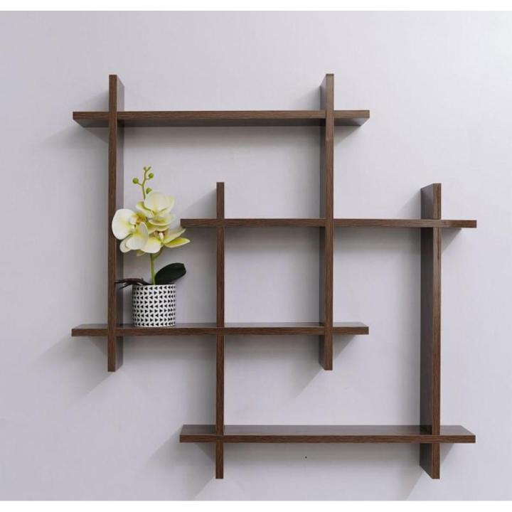 Dual Rack Shelves Dual Intersecting Floating Wall Shelf Wall Décor Wall Rack, for Living ...