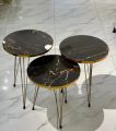 1 Pcs / Set of 3 Round Coffee Table HIGH Gloss Nesting End Tables - Round Wood Stacking Coffee Side Accent Tables with Metal Legs for Living Room, Home Office, Nightstands for Bedroom, Sturdy Easy Assembly - 3 Piece Nesting Table set for living Room. 
