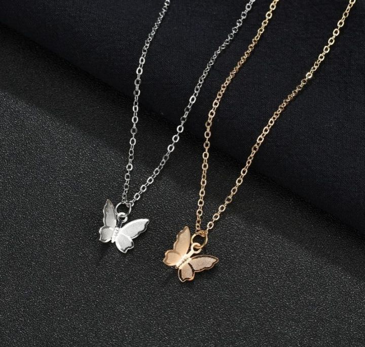 Golden / Silver Never Fade Butterfly Necklace Pendant Cute Necklaces Long Chain Jewellery For Girls | Korean Jewellery  Butterfly Necklace | New Design | Trending Design | Never Fade | Beautiful Necklace For Girls / Women
