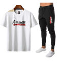Againt Tracksuit Summer Sports Suits T-shirt + Trouser Two-piece Outfit white. 