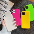 Silicone Solid Neon Fluscent Yellow Green Phone Case For iPhone 13 12 11 Pro Max X XS XR 8 7 Plus SE 2020 Case Soft Cover Red. 