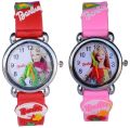 Barbie Watch with Silicone Band Barbie Character | Hot selling 3D Barbie Strap Baby Girls Watch. 