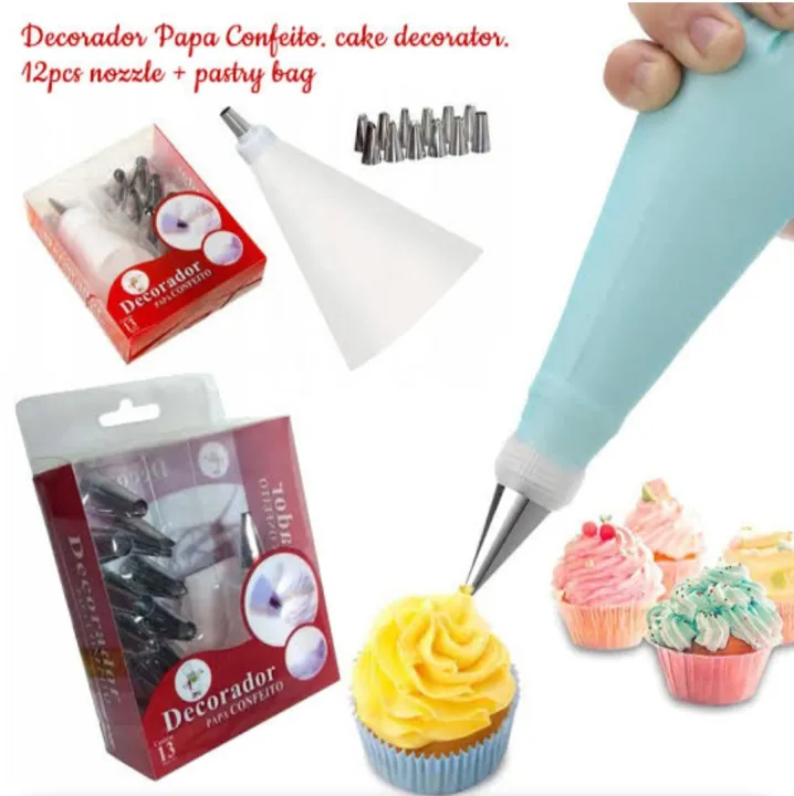 Cakeware%2013%20Pieces%20Cake%20Decorating%20Tools%20Frosting%20Food%20Grade%20Silicone%20Icing%20Piping%20Bag%20with%20Stainless%20Steel%20Nozzles%20of%20different%20Design%20Reusable%20and%20Washable%20-%20Image%203