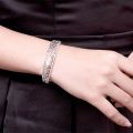 SMGSLIB Mother Fine 925 Sterling Silver Hollow pattern bangles Bracelets for Women adjustable Fashion luxury Jewelry wedding Party lady Gift. 