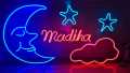 CUSTOMIZED MOON STAR Neon Sign LOGO with Name for Wall Available in Blue/ICE BLUE/Pink/Purple & Red Color with Thick Acrylic Support - Shockproof Neon Light for Room Decoration Wall Art/Decor with High Durable Packing. 