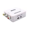 VGA to AV Mini Converter Scaler Adapter Support 1080P VGA2AV Converter PC to TV HD Computer to TV -white. 
