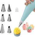 8 PCS/Set Silicone Icing Piping Cream Pastry Bag + 6 Stainless Steel Nozzle Set DIY Cake Decorating Tips Bakeware Utensil for Cook Tool & Gadget Sets. 