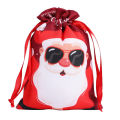 Reusable Gift Bags Lightweight Santa Design Fabric Drawstring Bag 30x20cm Christmas-Themed Party Favor Pouch for Christmas. 
