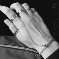 Punk Cool Hip Pop Rings Multi-layer Adjustable Chain Four Open Finger Rings Alloy Rings for Women Party Gift. 