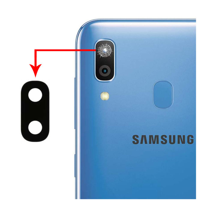 Samsung Galaxy A30 Camera Glass Replacement Rear Back Camera Lens For Samsung A30 - Black Burrak
