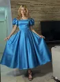 Eid Arrival's Silk Korean Style Puffi Sleeves Frock Cancan Attached 1 Piece Dress For Women's Fashion Party Wear Casual Wear. 