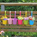 Hanging Flower Pot Sturdy Natural Style Iron Exquisite Metal Bucket for Balcony. 