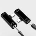 2 in 1 Dual Type C to USB-C 3.5mm Headphone Audio Charger Adapter Splitter Converter for Huawei Xiaomi HTC Nokia Hammer. 