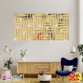 Golden LINES Acrylic Mirror 3D Wall Panels  Art For Living Room, Bedroom and Bathroom - Gift Mall. 
