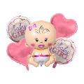 Baby Boy & Baby Girl Announcement It's A Boy It's A Girl Set of 5 Pcs Chrome Metallic Foil Baloon Reusable Balloon For Birthday Parties Decoration, Party Supplies, Kids Born Day. 