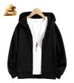 Winter Plain Black Fleece Zipper For Men (Only Zipper). 