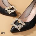 Fashion Shiny Crystal Shoes Decorations Clip Women Shoe Buckle Accessories High-heeled Square Rhinestones Removable Flower. 