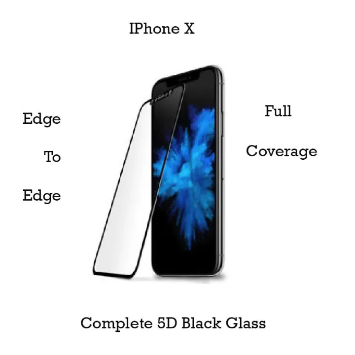 IPhone%20X%20Glass%20Protector%205D%20Tempered%20Glass%20For%20IPhone%20X%20-%20Black%20-%20Image%203
