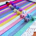 DIY Folding Origami Paper Glitter Bling Shiny Lucky Wish Star Stripes. 