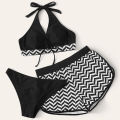 Bikini Shorts Set Sleeveless Three-piece Women Shorts Swimwear. 