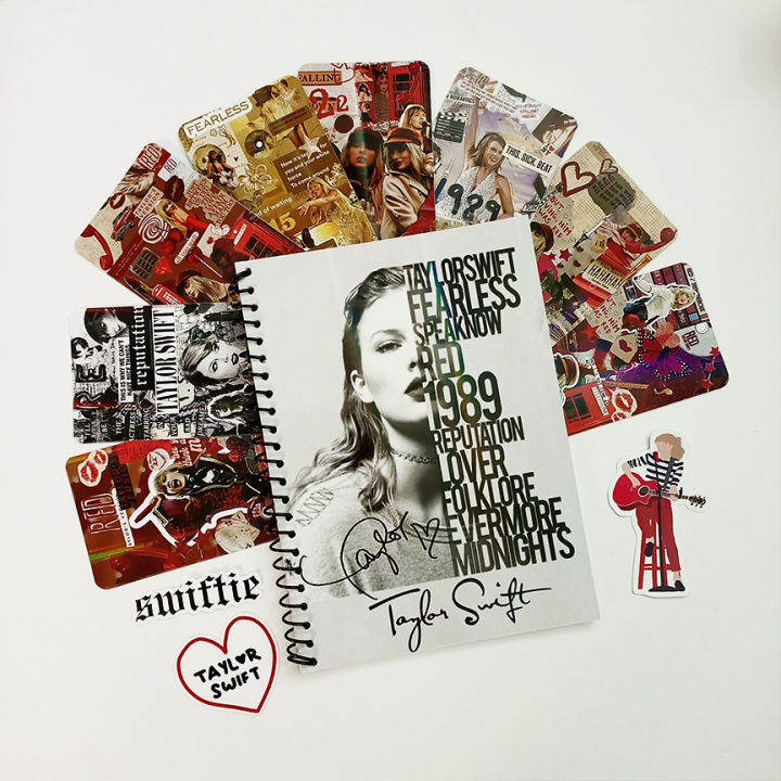 Taylor Swift Notebook with 8 Photocards , HD Printed best quality, Fully customized - You can print you own pictures, Photocards Fit in Mobile Cases, Taylor swift Merch Music POP Culture, Perfect gift for him and her