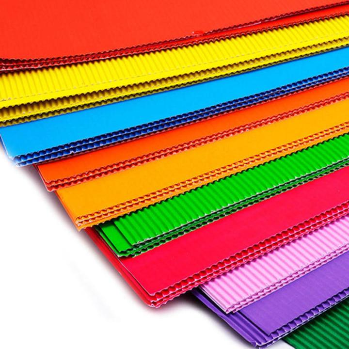 A4 Size Colored Corrugated Craft Paper Sheets for Scrapbooks, Posters, Hobbies - Pack of 10 (Assorted Colors)