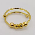 Stainless Steel Jewelry Fidget Rings Frosted Gold-Plated Spin Ball Spinner Open Adjustable Anxiety Ring for woman. 