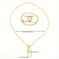 3pcs Set Street Simple Hip Hop Chain Pendant Necklace Ring, Zinc Alloy, for Men, Women, Daily and Party Occasion. 