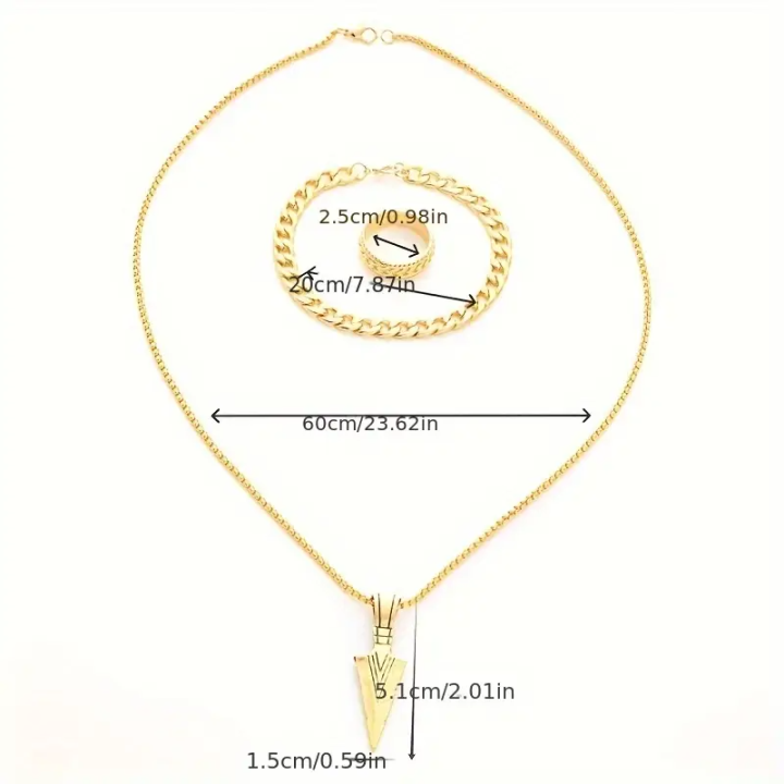 3pcs%20Set%20Street%20Simple%20Hip%20Hop%20Chain%20Pendant%20Necklace%20Ring,%20Zinc%20Alloy,%20for%20Men,%20Women,%20Daily%20and%20Party%20Occasion%20-%20Image%205