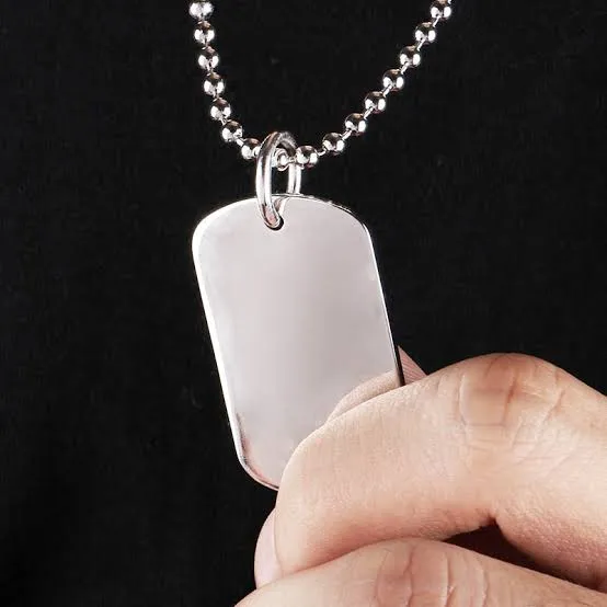 Plain Silver Stainless Steel Dog Tag Chain Pendant Necklace for Men