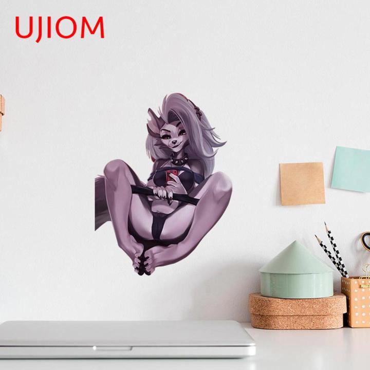 UJIOM Adult Furry Wall Sticker Helluva Boss Loona Sticker Bedroom Decal Bathroom Waterproof and Scratchproof Decoration