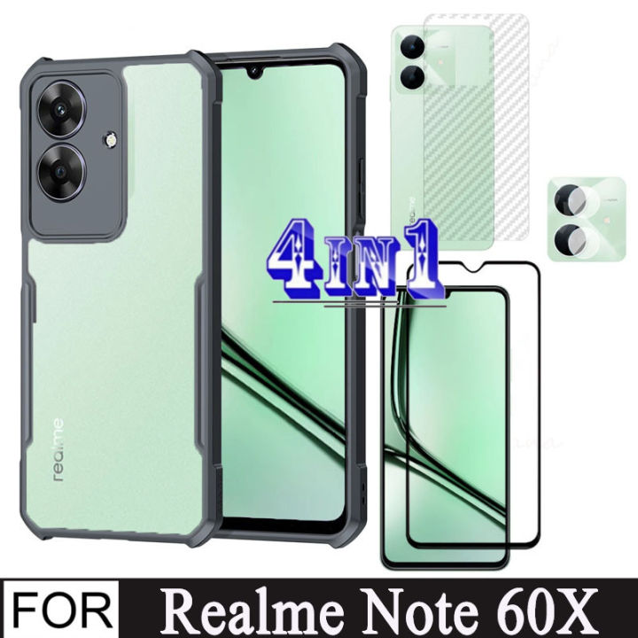 Realme Note 60x Shockproof Phone Case for Realme Note 60 50 4 in 1 Camera Lens Glass Screen Protector and back film