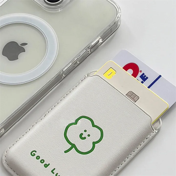 Korean%20Lucky%20Four-leaf%20Clover%20For%20Magsafe%20Wireless%20Charge%20Clear%20Phone%20Case%20For%20iPhone%2015%2014%2012%2013%2011%20Pro%20Max%20Wallet%20Back%20Cover%20-%20Image%202
