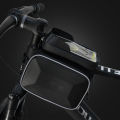 MeterMall Bicycle Frame Bag Carbon Pattern Waterproof Scratch-resistant Reflective Touch Screen Mountain Bike Mobile Phone Bag. 