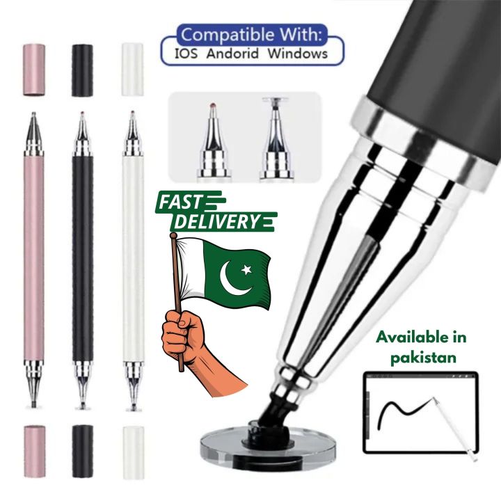 2 In 1 Stylish Universal Practical Dual-use Capacitive Tablet Stylus Pen Exquisite Double-headed Silicone Disc Drawing Tablet Phone Capacitor Pen