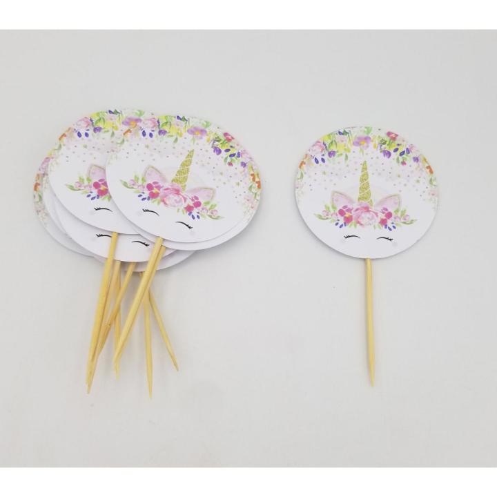UNICORN THEME CUPCAKE TOPPER IN WHITE COLOR - PACK OF 10 CUPCAKE TOPPERS - UNICORN CUPCAKE TOPPERS