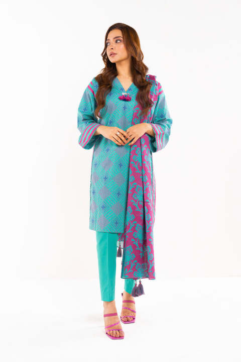 Alkaram Studio Unstitched 3 Piece Printed Lawn Suit With Lawn Dupatta SS-26-24-BlueA132377143