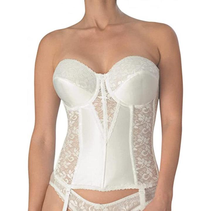 Women White Lace Corsets Bras Top Corsets and Waist Crop Bra Top With Removable Straps Sexy Lingerie