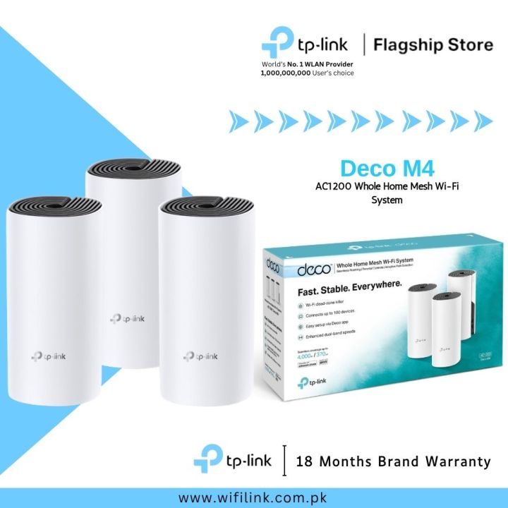 TP-Link Wi-Fi Deco M4 ( 1 Pack / 2 Pack / 3 Pack ) AC1200 Dual Band Whole Home Mesh Wi-Fi System - 18 Months Brand Warranty