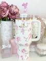 40 oz Stainless Steel Insulated Tumbler 1200Ml with Lid & Straw – Double Wall Thermal Travel Mug for Hot & Cold Drinks...eh Stanley x LoveShackFancy limited edition collection. 