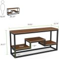3-Tier TV Stand, Industrial Media Stand for 60" TV, Console Table Hallway Entryway Table. 