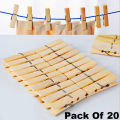 60pec Wooden Pegs Big, Wooden Laundry Clothes Pegs, Cloth Hanging Clips. 